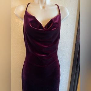 Lulus Midi Red Velvet Cowl Neck Dress Size Small